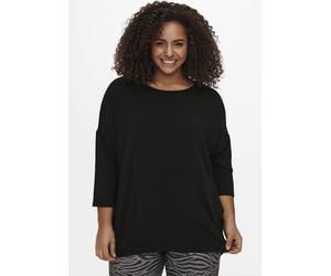 3/4-Arm-Shirt ONLY CARMAKOMA "CARLAMOUR", Damen, Gr. M, schwarz, Jersey, Obermaterial: 65% Polyester, 30% Viskose, 5% Elasthan, sehr weit normal, Rundhals, Shirts 3/4-Arm-Shirt, aus weichem Materialmi