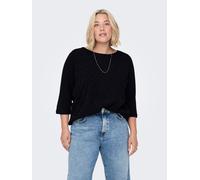 3/4-Arm-Shirt ONLY CARMAKOMA "CARMARTHA 3/4 TOP", Damen, Gr. M, schwarz, Single Jersey, Obermaterial: 95% Polyester, 5% Elasthan, unifarben, relaxed fit hüftlang, Rundhals, Shirts 3/4-Arm-Shirt (56630