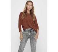 3/4-Arm-Shirt ONLY "ONLALBA 3/4 TOP JRS NOOS", Damen, Gr. M, braun (picante), Feinstrick, Obermaterial: 95% Polyester, 5% Elasthan, unifarben, lässig geschnitten hüftbedeckend, U-Boot-Ausschnitt, Shir