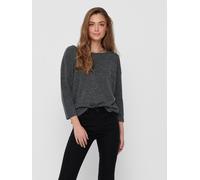 3/4-Arm-Shirt ONLY "ONLALBA 3/4 TOP JRS NOOS", Damen, Gr. M, grau (dunkelgrau melange), Feinstrick, Obermaterial: 95% Polyester, 5% Elasthan, meliert, hüftbedeckend, U-Boot-Ausschnitt, Shirts 3/4-Arm-