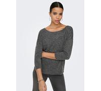 3/4-Arm-Shirt ONLY "ONLALBA 3/4 TOP JRS NOOS", Damen, Gr. XL, grau (dunkelgrau melange), Feinstrick, Obermaterial: 95% Polyester, 5% Elasthan, meliert, hüftbedeckend, U-Boot-Ausschnitt, Shirts 3/4-Arm