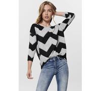 3/4-Arm-Shirt ONLY "ONLELCOS 4/5 AOP TOP JRS", Damen, Gr. S, grau (light grau melange), Jersey, Obermaterial: 95% Polyester, 5% Elasthan, meliert, figurumspielend Po-bedeckend, Rundhals, Shirts 3/4-Ar