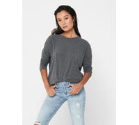 3/4-Arm-Shirt ONLY "ONLGLAMOUR 3/4 TOP JRS NOOS", Damen, Gr. XL, grau (dunkelgrau melange), Single Jersey, Obermaterial: 65% Polyester, 30% Viskose, 5% Elasthan, meliert, figurumspielend hüftbedeckend