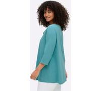 3/4-Arm-Shirt SHEEGO "3/4-Arm-Shirt", Damen, Gr. 52/54, blau (ozean), 100% Baumwolle, unifarben, Rundhals, Shirts 3/4-Arm-Shirt (70722051-52) ozean