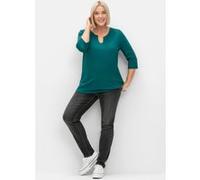 3/4-Arm-Shirt SHEEGO "3/4-Arm-Shirt", Damen, Gr. 48/50, blau (petrol), 50% Baumwolle, 50% Modal, unifarben, Rundhals, Shirts 3/4-Arm-Shirt (61650965-48) petrol