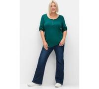 3/4-Arm-Shirt SHEEGO "3/4-Arm-Shirt", Damen, Gr. 52/54, blau (petrol), 100% Baumwolle, unifarben, Rundhals, Shirts 3/4-Arm-Shirt (17695127-52) petrol