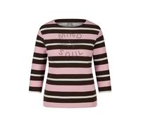 3/4-Arm-Shirt RABE, Damen, Gr. 36, mokka, Jersey, Obermaterial: 76% Baumwolle, 16% Polyester, 8% Elasthan, Glitzermuster, gestreift, regular fit normal, Rundhals, gerader Abschluss, Shirts 3/4-Arm-Shi
