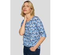 3/4-Arm-Shirt RABE, Damen, Gr. 38, blau (hellblau), Web, Obermaterial: 92% Viskose, 8% Elasthan, bedruckt, normal hüftbedeckend, Rundhals, Shirts 3/4-Arm-Shirt, mit grafischem Muster (62955469-38) hel