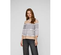 3/4-Arm-Shirt RABE, Damen, Gr. 38, grau (flanell), Web, Obermaterial: 76% Baumwolle, 16% Polyester, 8% Elasthan, Crinkleoptik, Strukturmuster, regular fit taillenbedeckt, Rundhals, Shirts 3/4-Arm-Shir