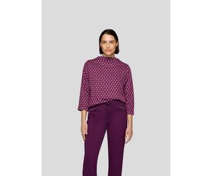3/4-Arm-Shirt RABE, Damen, Gr. 38, lila (pflaume), Web, Obermaterial: 70% Polyester, 28% Viskose, 2% Elasthan, gemustert, tailliert hüftbedeckend, Rundhals, Aufschlag, Shirts 3/4-Arm-Shirt, mit grafis