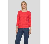 3/4-Arm-Shirt RABE, Damen, Gr. 38, rot (koralle), Jersey, Obermaterial: 68% Viskose, 28% Polyester, 4% Elasthan, Strukturmuster, regular fit taillenbedeckt, Rundhals, Shirts 3/4-Arm-Shirt, mit Struktu