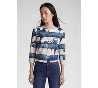 3/4-Arm-Shirt RABE, Damen, Gr. 40, blau (pazifik), Jersey, Obermaterial: 100% Baumwolle, gemustert, tailliert hüftbedeckend, Rundhals, Shirts 3/4-Arm-Shirt, mit grafischem Muster (90748452-40) pazifik