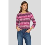 3/4-Arm-Shirt RABE, Damen, Gr. 40, lila (pflaume), Web, Obermaterial: 92% Baumwolle, 8% Elasthan, gemustert, tailliert hüftbedeckend, Rundhals, Shirts 3/4-Arm-Shirt, mit grafschem Muster (89420737-40)
