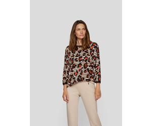 3/4-Arm-Shirt RABE, Damen, Gr. 42, braun (schoko), Jersey, Obermaterial: 95% Viskose, 5% Elasthan, bedruckt, mehrfarbig, regular fit normal, Rundhals, elastischer Bund, Shirts 3/4-Arm-Shirt, gestreift