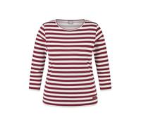 3/4-Arm-Shirt RABE, Damen, Gr. 42, merlot, Jersey, Obermaterial: 92% Baumwolle, 8% Elasthan, gestreift, tailliert hüftbedeckend, Rundhals, Shirts 3/4-Arm-Shirt, im Streifen-Look (16169847-42) merlot
