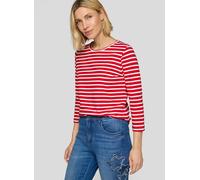 3/4-Arm-Shirt RABE, Damen, Gr. 42, mohn, Jersey, Obermaterial: 92% Baumwolle, 8% Elasthan, gestreift, regular fit hüftbedeckend, Rundhals, gerader Abschluss, Shirts 3/4-Arm-Shirt, in Streifen-Optik (5