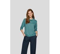 3/4-Arm-Shirt RABE, Damen, Gr. 42, pazifik, Web, Obermaterial: 98% Polyester, 2% Elasthan, bedruckt, lässig geschnitten hüftbedeckend, Rundhals, Shirts 3/4-Arm-Shirt, mit geschlitztem Rollkragen und M