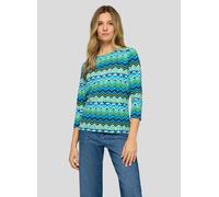 3/4-Arm-Shirt RABE, Damen, Gr. 44, bunt (türkis), Web, Obermaterial: 92% Baumwolle, 8% Elasthan, bedruckt, normal hüftbedeckend, Rundhals, Shirts 3/4-Arm-Shirt, mit grafischem Muster (79116005-44) tür