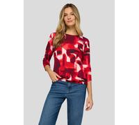 3/4-Arm-Shirt RABE, Damen, Gr. 44, rot (mohn), Web, Obermaterial: 95% Viskose, 5% Elasthan, bedruckt, tailliert hüftbedeckend, Rundhals, Shirts 3/4-Arm-Shirt, mit grafischem Muster und Glitzer-Rundhal
