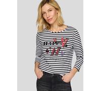 3/4-Arm-Shirt RABE, Damen, Gr. 44, schwarz, Obermaterial: 95% Baumwolle, 5% Elasthan, bedruckt, gestreift, regular fit taillenbedeckt, Rundhals, gerader Abschluss, Shirts 3/4-Arm-Shirt, mit Schriftzug