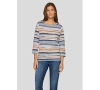 3/4-Arm-Shirt RABE, Damen, Gr. 46, grau (flanell), Jersey, Obermaterial: 92% Baumwolle, 8% Elasthan, gestreift, tailliert hüftbedeckend, Rundhals, Shirts 3/4-Arm-Shirt, in Streifen-Optik (33886947-46)