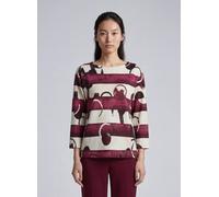 3/4-Arm-Shirt RABE, Damen, Gr. 48, bunt (merlot), Jersey, Obermaterial: 100% Baumwolle, gemustert, tailliert hüftbedeckend, Rundhals, Shirts 3/4-Arm-Shirt, mit grafischem Muster (32084537-48) merlot