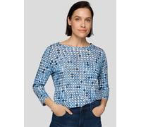 3/4-Arm-Shirt RABE, Damen, Gr. 50, blau (hellblau), Web, Obermaterial: 50% Baumwolle, 50% Viskose, bedruckt, regular fit taillenbedeckt, U-Boot-Ausschnitt, gerader Abschluss, Shirts 3/4-Arm-Shirt, mit