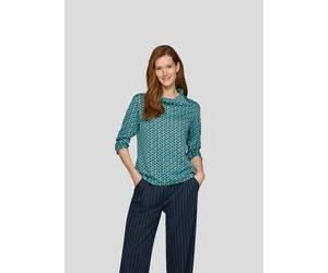 3/4-Arm-Shirt RABE, Damen, Gr. 50, pazifik, Web, Obermaterial: 98% Polyester, 2% Elasthan, bedruckt, lässig geschnitten hüftbedeckend, Rundhals, Shirts 3/4-Arm-Shirt, mit geschlitztem Rollkragen und M