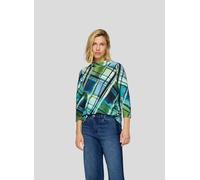 3/4-Arm-Shirt RABE, Damen, Gr. 52, pazifik, Web, Obermaterial: 76% Baumwolle, 16% Polyester, 8% Elasthan, bedruckt, lässig geschnitten hüftbedeckend, Rundhals, Shirts 3/4-Arm-Shirt, mit grafischem Mus