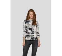 3/4-Arm-Shirt RABE, Damen, Gr. 52, schwarz, Web, Obermaterial: 76% Baumwolle, 16% Polyester, 8% Elasthan, bedruckt, regular fit taillenbedeckt, Rundhals, Shirts 3/4-Arm-Shirt, mit All-Over Print (5942