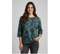 3/4-Arm-Shirt RAGWEAR "SHIMONA FLOWERS O", Damen, Gr. 3XL, grün, Jersey, Obermaterial: 50% Polyester, 38% Baumwolle, 12% Viskose, geblümt, gemustert, bequem hüftlang, Rundhals, Shirts 3/4-Arm-Shirt (8