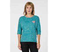 3/4-Arm-Shirt RAGWEAR "SHIMONA PRINT", Damen, Gr. M, teal grün, Jersey, Obermaterial: 100% Baumwolle, bedruckt, washed, normal, Rundhals, Shirts 3/4-Arm-Shirt, Bequemer Fit mit Herz-Print und ausgewas