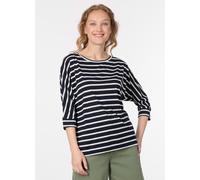 3/4-Arm-Shirt RAGWEAR "SHIMONA STRIPES", Damen, Gr. XL, navy, Jersey, Obermaterial: 50% Polyester, 50% Viskose, gestreift, normal, Rundhals, Shirts 3/4-Arm-Shirt, Viskosemischung mit gestreifter Optik