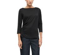 3/4-Arm-Shirt S.OLIVER BLACK LABEL, Damen, Gr. 40, schwarz, Jersey, Obermaterial: 93% Polyamid, 7% Elasthan, unifarben, normal hüftbedeckend, U-Boot-Ausschnitt, abgesteppte Kante, Shirts 3/4-Arm-Shirt