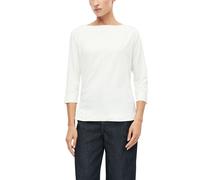 3/4-Arm-Shirt S.OLIVER BLACK LABEL, Damen, Gr. 48, ecru, Jersey, Obermaterial: 93% Polyamid, 7% Elasthan, unifarben, normal hüftbedeckend, U-Boot-Ausschnitt, abgesteppte Kante, Shirts 3/4-Arm-Shirt, S