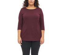3/4-Arm-Shirt S.OLIVER CURVE, Damen, Gr. 46, rot (burgundy), Jersey, Obermaterial: 100% Baumwolle, unifarben, hüftbedeckend, U-Boot-Ausschnitt, abgesteppte Kante, Shirts 3/4-Arm-Shirt, mit U-Boot-Auss