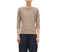 3/4-Arm-Shirt S.OLIVER, Damen, Gr. 40, beige (taupe), Web, Obermaterial: 100% Baumwolle, unifarben, normal hüftbedeckend, U-Boot-Ausschnitt, abgesteppte Kante, Shirts 3/4-Arm-Shirt, mit U-Boot-Ausschn