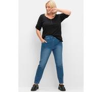 Sheego 3/4-Arm-Shirt mit Henleykragen 44/46 schwarz