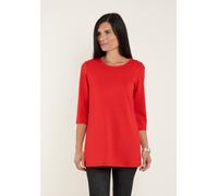 3/4-Arm-Shirt SEIDEL MODEN "Exklusiv bei OTTO", Damen, Gr. 42, rot, Obermaterial: 50% Polyester, 45% Viskose, 5% Elasthan, unifarben, regular fit Po-bedeckend, Rundhals, Shirts 3/4-Arm-Shirt, mit 3/4