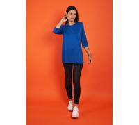 3/4-Arm-Shirt SEIDEL MODEN "Exklusiv bei OTTO", Damen, Gr. 50, blau, Obermaterial: 50% Polyester, 45% Viskose, 5% Elasthan, unifarben, regular fit Po-bedeckend, Rundhals, Shirts 3/4-Arm-Shirt, mit 3/4