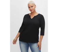 Sheego 3/4-Arm-Shirt mit geschlitztem Ausschnitt 48/50 schwarz