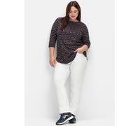 3/4-Arm-Shirt SHEEGO "3/4-Arm-Shirt", Damen, Gr. 52/54, blau (tiefblau, gemustert), 50% Baumwolle, 50% Modal, gemustert, mehrfarbig, U-Boot-Ausschnitt, Shirts 3/4-Arm-Shirt (27373344-52) tiefblau, gem