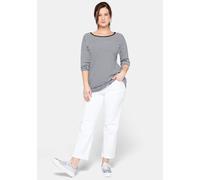 3/4-Arm-Shirt SHEEGO "3/4-Arm-Shirt", Damen, Gr. 56/58, blau (marine), 100% Baumwolle, gemustert, mehrfarbig, Rundhals, Shirts 3/4-Arm-Shirt (28638615-56) marine