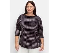 Sheego 3/4-Arm-Shirt mit Minimalprint 56/58 tiefblau-gemustert