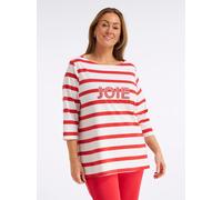Sheego 3/4-Arm-Shirt mit Ringeln und Front-Patches 56/58 weiß-erdbeere-geringelt