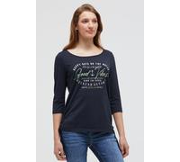 SOCCX Damen Rundhalsshirt mit 3/4-Ärmeln und Seitenraffung Blue Navy, L