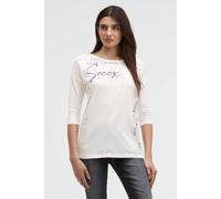 3/4-Arm-Shirt SOCCX, Damen, Gr. M, weiß, Single Jersey, Material: 60% Baumwolle, 40% Polyester, bedruckt, regular fit normal, Rundhals, eingesetzt gerader Abschluss, Shirts 3/4-Arm-Shirt, mit Baumwoll