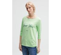 SOCCX Damen Rundhalsshirt mit 3/4-Ärmeln und Seitenraffung Milky Green, XL