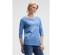 SOCCX Damen Rundhalsshirt mit 3/4-Ärmeln und Seitenraffung River Blue, XXL
