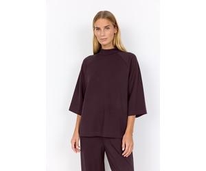 3/4-Arm-Shirt SOYACONCEPT "SC-BANU 261", Damen, Gr. S, chocolate plum, Jersey, Obermaterial: 48% Modal, 48% Polyester, 4% Elasthan, unifarben, normal, hoch geschlossener Ausschnitt, Shirts 3/4-Arm-Shi